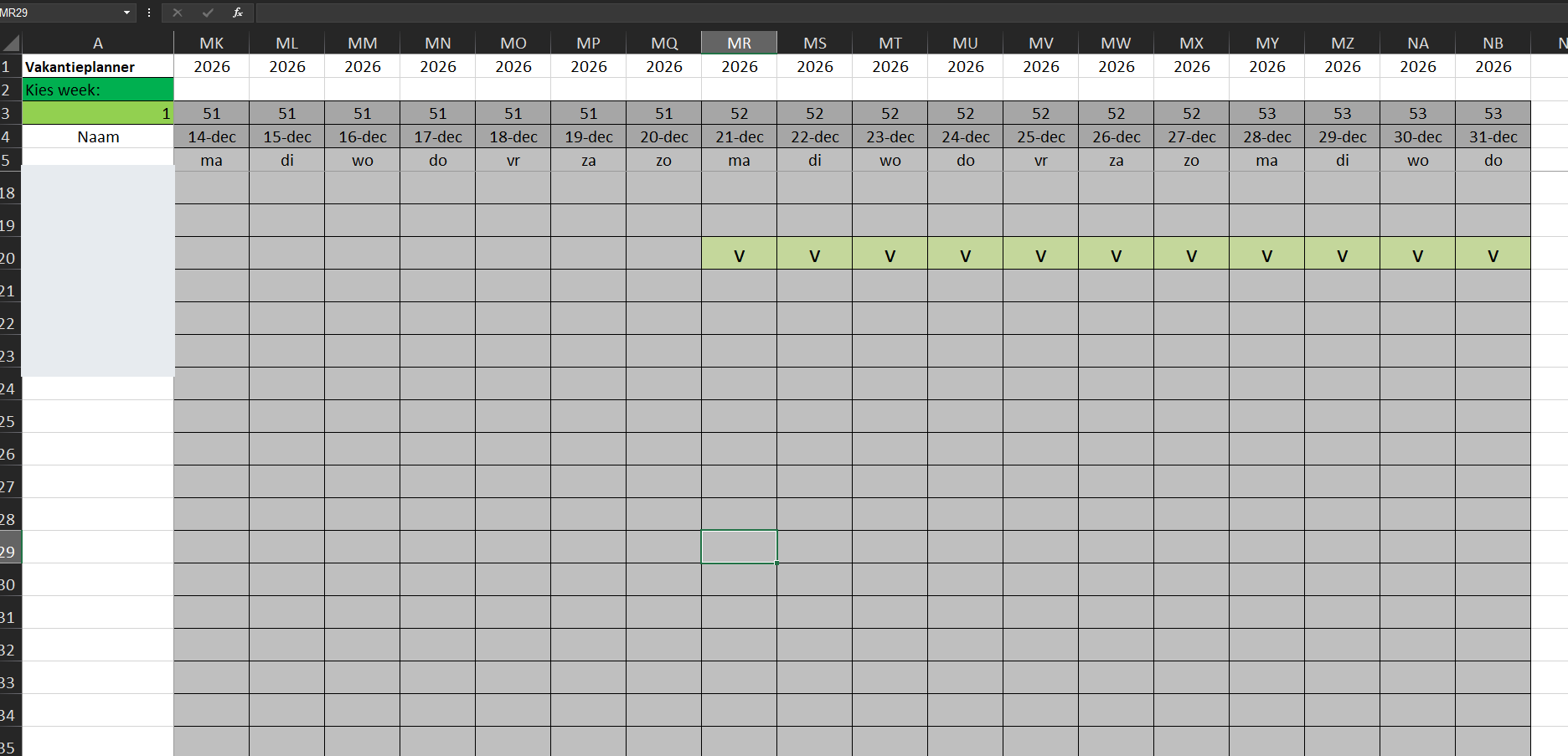 Holiday planner